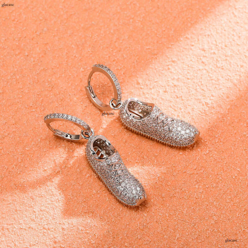 Creative Trendy Sneaker National Trend Inlaid Sterling Silver Personality Shoes Gold Australian Earrings