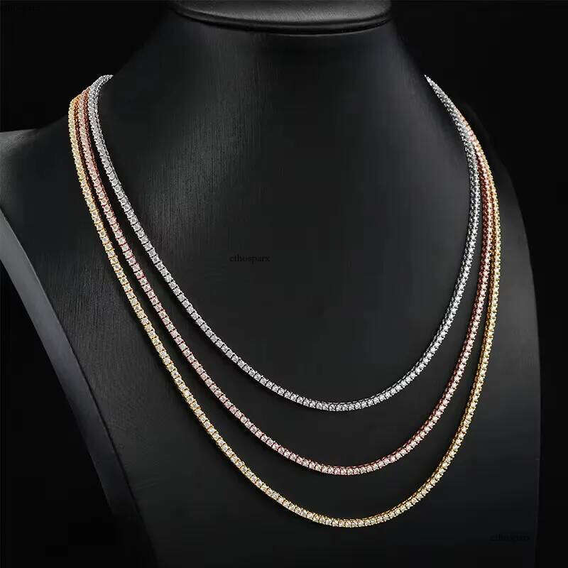 Hot Selg 2mm Sier Mosan Single Row Tennis Chain Hiphop Jewelry For Men And Women