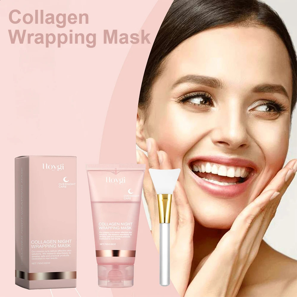 75ml Collagen Peel-off Mask Night Wrapping Mask Facial Mud 50g Collagen Jelly Cream Skin Face Masks Cream 250809