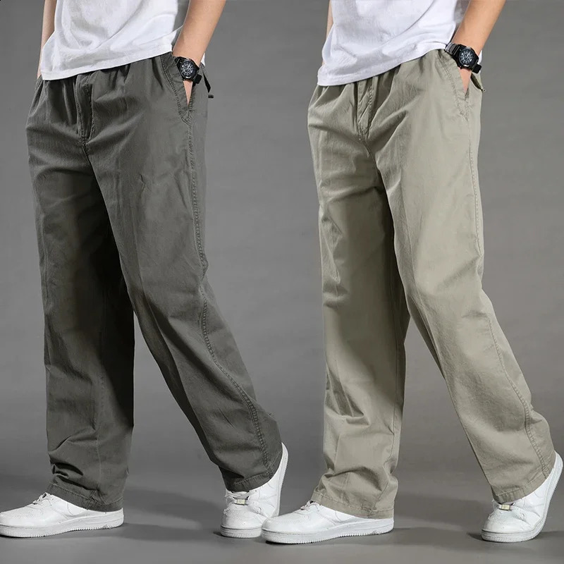 Mens Cargo Pants Spring Cotton Black Work Large Size Summer Casual Climbing Joggers Sweatpants Man Autumn Trousers 250809