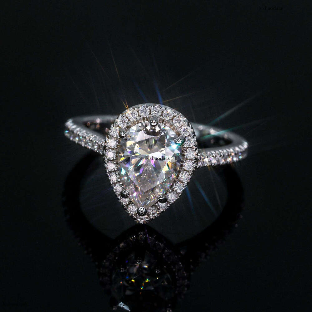 Proposal Confession Romantic Gift Silver Water Drop 2 ct Moissanite Fashion High-end Women's Ring Direct