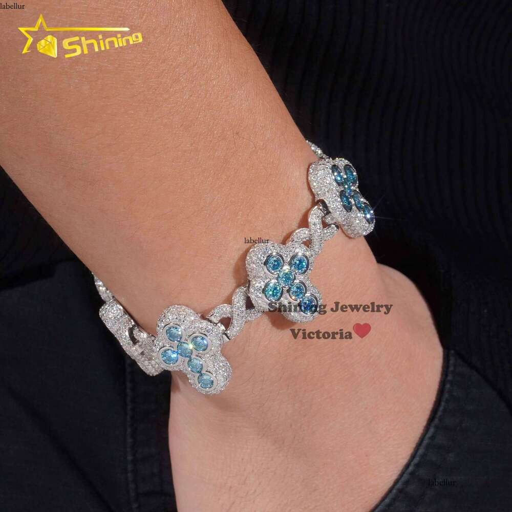 New Fashion Infinity Link Cross Pass Dia Tester S Hip Hop Jewelry Custom Colored Moissanite Cuban Bracelet