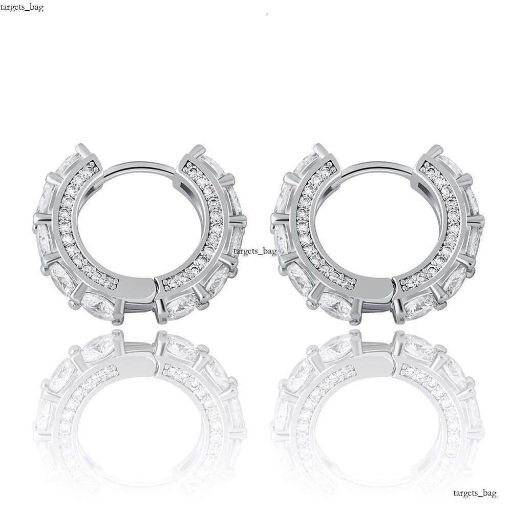 New Style Hoop Full Zircon BlingBling Unisex Hip-Hop Earrings Gold Jewelry