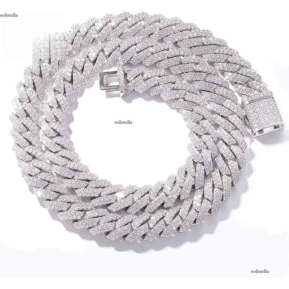 Hot Sale Pass Tester 2rows Prong Choker VVS Moissanite Dia Miami Cuban Necklace Link Chain Hip Hop Jewelry
