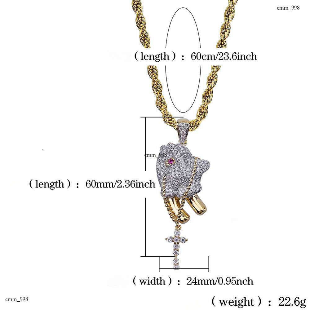 Hip Hop Prayer Gesture Pendant Necklace for Men and Women Trendy Ins Style