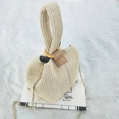 Brand Straw Bags for Women Beach Personality Crossbody Lock Handbag Lady Vintage Handmade Knit Fashion Shoulder Bag