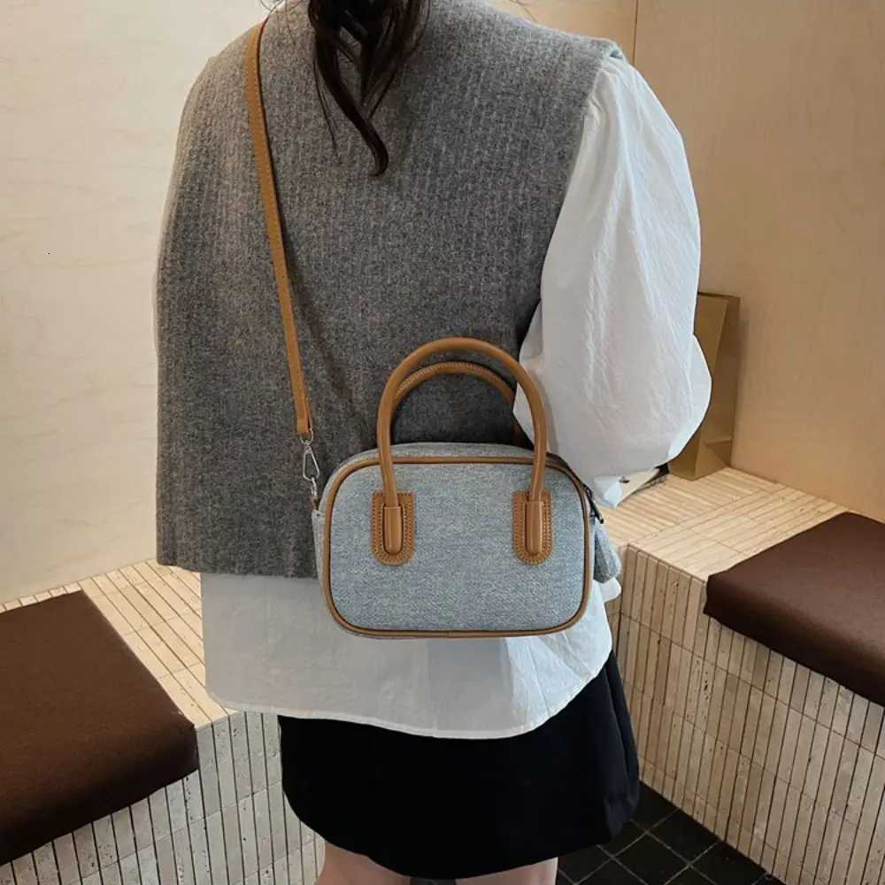 High Quality Leather PU Bowling Bag Korean Style Solid Color Boston Tote Bag Handbag Minority Design Z250809