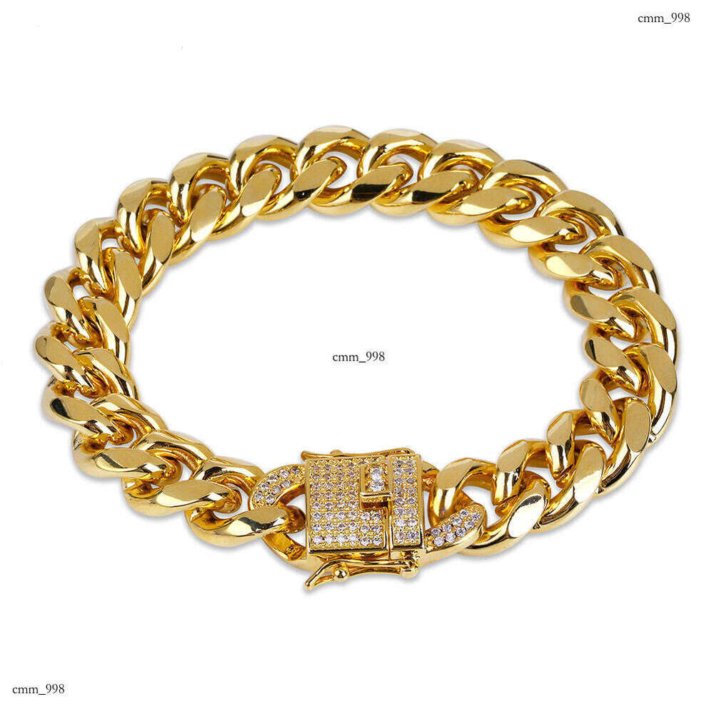 Hip Hop Necklace 12MM Smooth Cuban Chain Bracelet Trendy Men's Personality Jewelry INS Style