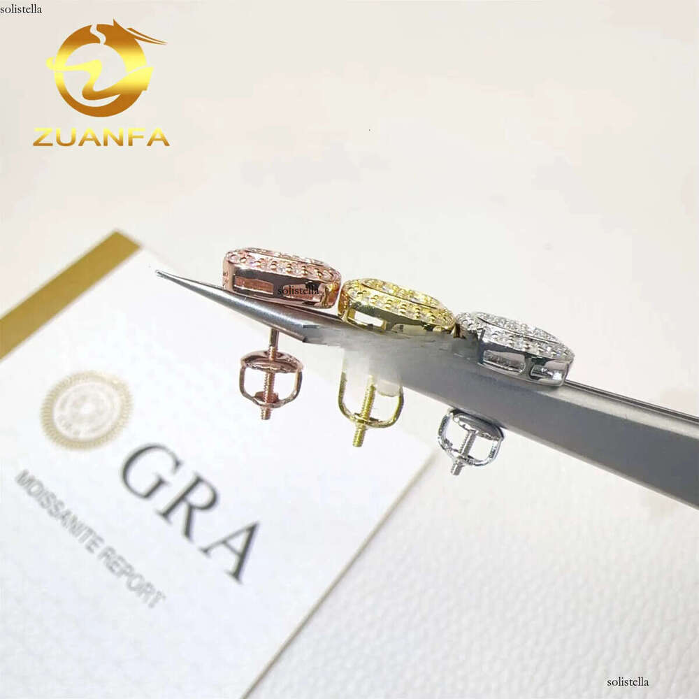 Wholesale Lowest Price GRA Certificates Iced Out Hip Hop Sier Flawless Moissanite Dia Stud Earrings Men