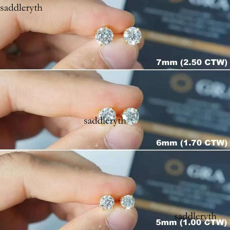 Daily wear 2TCW Round Cut Moissanite Birthday Gift for Her 10K Yellow Gold Stud Earrings f1 ac