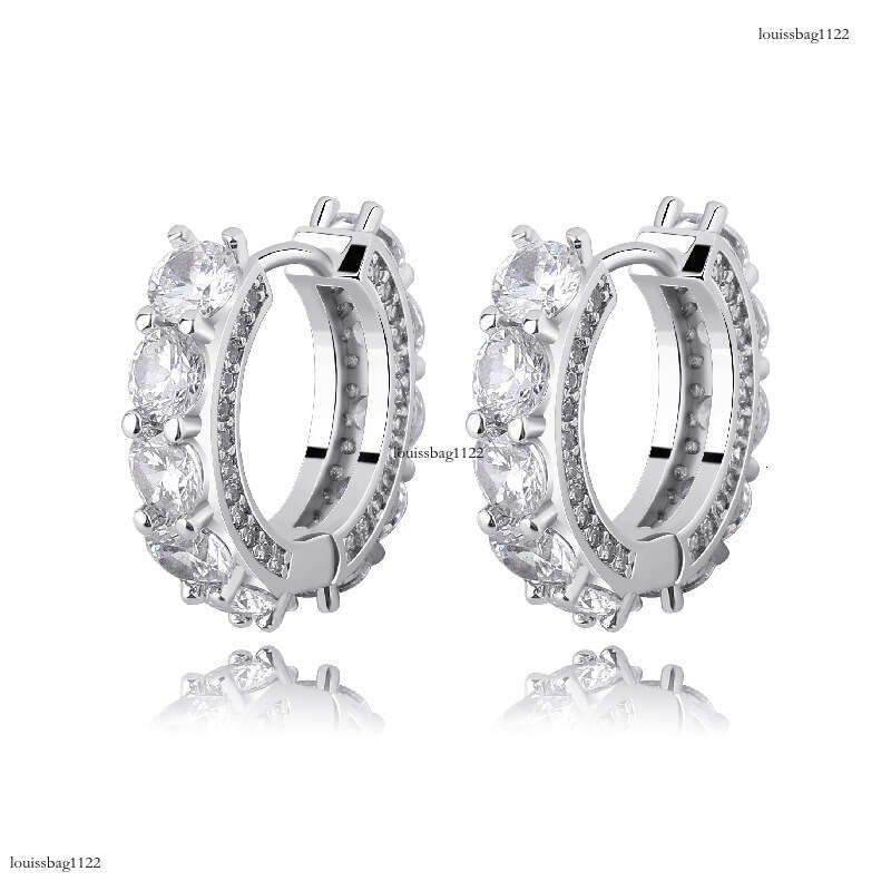 Sterling Silver Inlaid Black Dia Hoop Personality Female Niche Design High-end Light Earrings