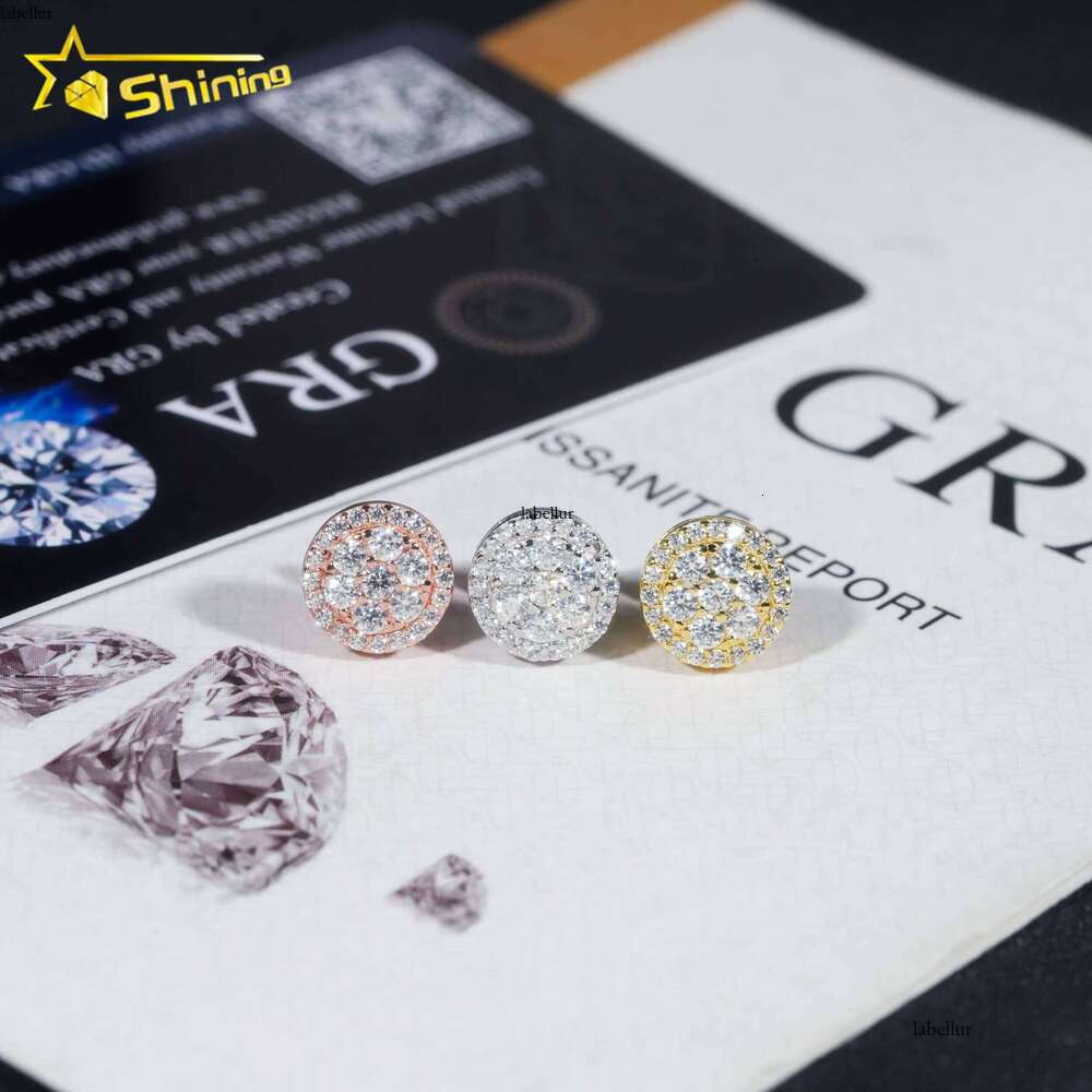Gra Certificate Pass Dia Tester Iced Out Hip Hop Jewelry Popular Sterling Sier VVS Moissanite Stud Earrings