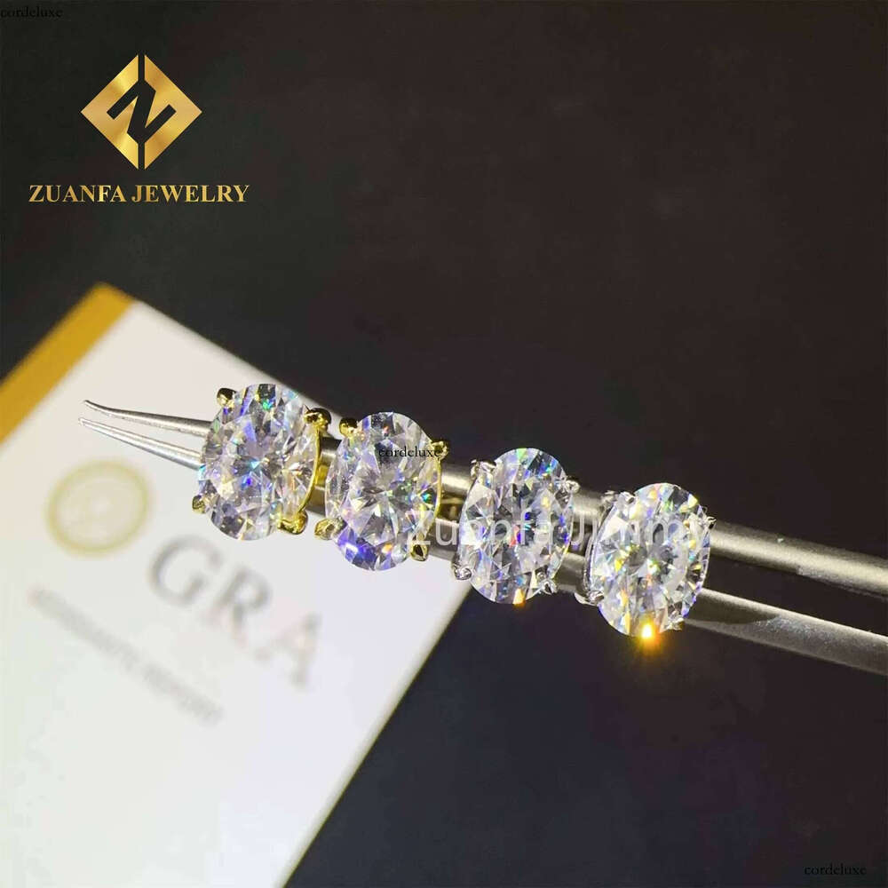 Pass Dia Tester GRA Certificates Screw Back Iced Out Man Oval Crushed Brilliant Cut VVS Moissanite Hip Hop Earring