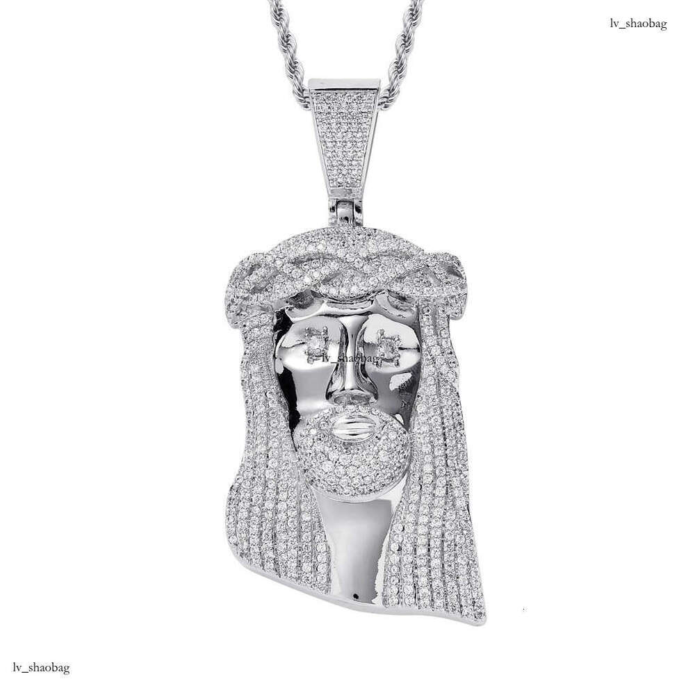 Necklace Men's Head Micro Paved Moissanite chain 92mm High Pendant Exaggerated Hip Hop Jewelry
