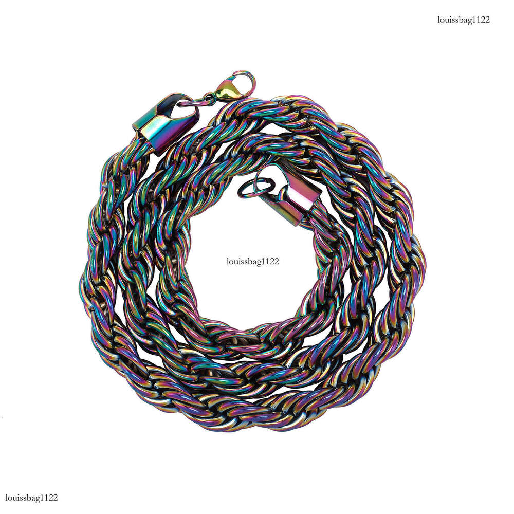 10MM Titanium Steel Twist Men's Hip-Hop Versatile Twisted Rope Vacuum Color-Retaining Gold-Plated Necklace