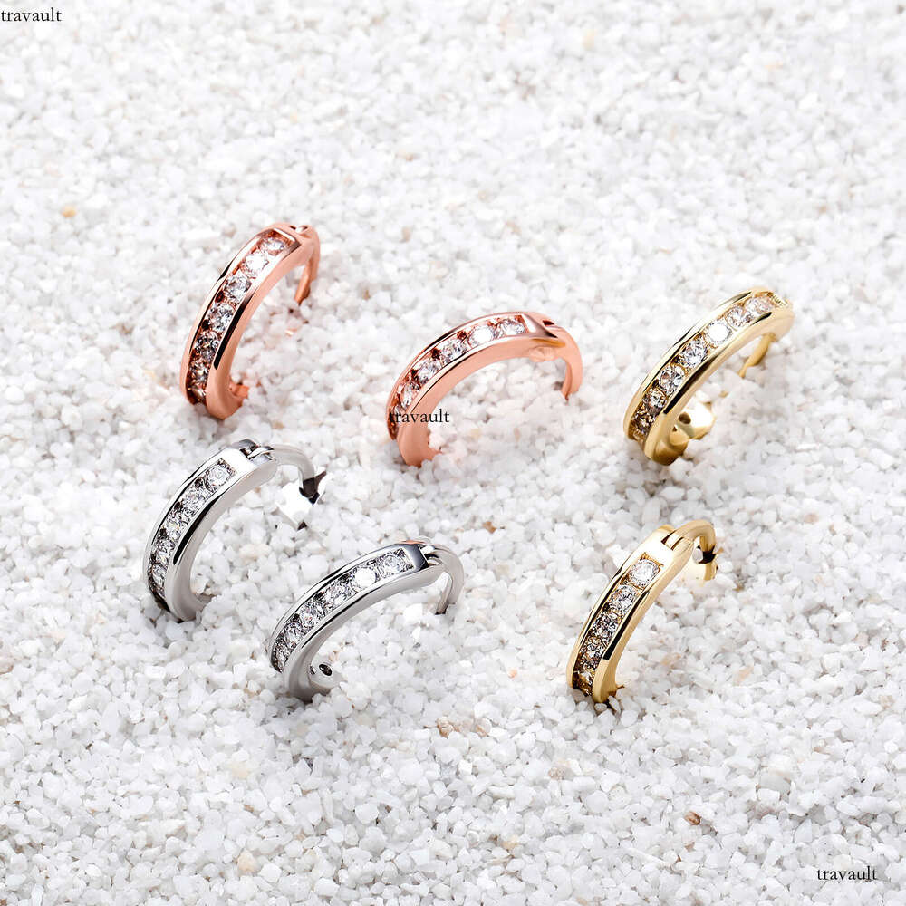 INS Trendy Hoop Unisex Hip-Hop Studs Personality Simple Dia-Studded Earrings