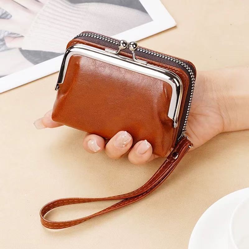 New Women's Fashion Coin Purse Luxury Bag Cross-border Women's Card Holder Coin Purse Zipper Clip Bag Multi-card Slot Vintage Wallet
