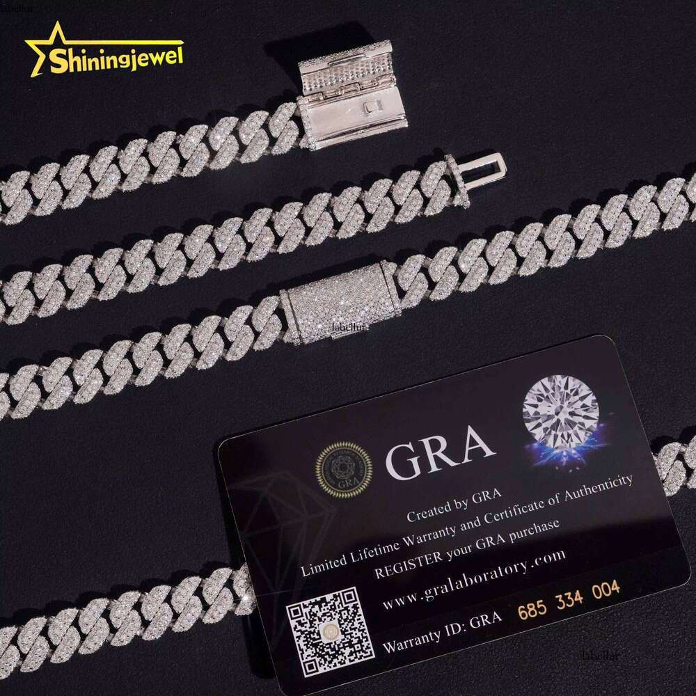 Pass Tester 10Mm Cuban Sterling Sier Carbonite Hip Hop Jewelry Men's Fashion Chain Necklace