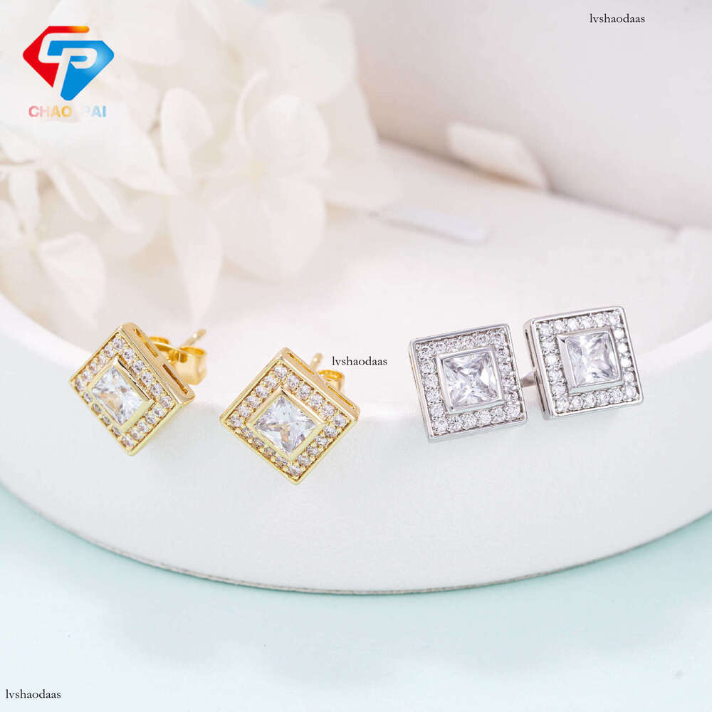 Princess Fashion New Release Sier Moissanite Hip Hop Trendy Earrings for Men and Women