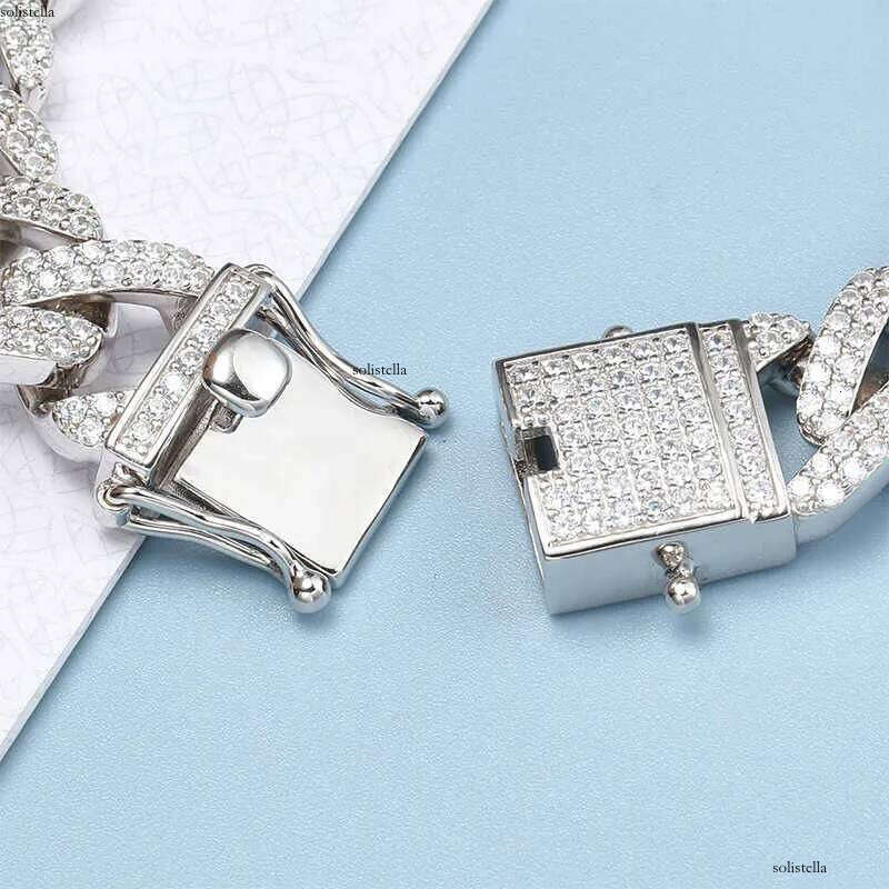 Hot Selling 14mm Cuban Link Iced Out Miami Gold Plated Hip Hop Full Moissanite Prong Dia Bracelet for Men Women
