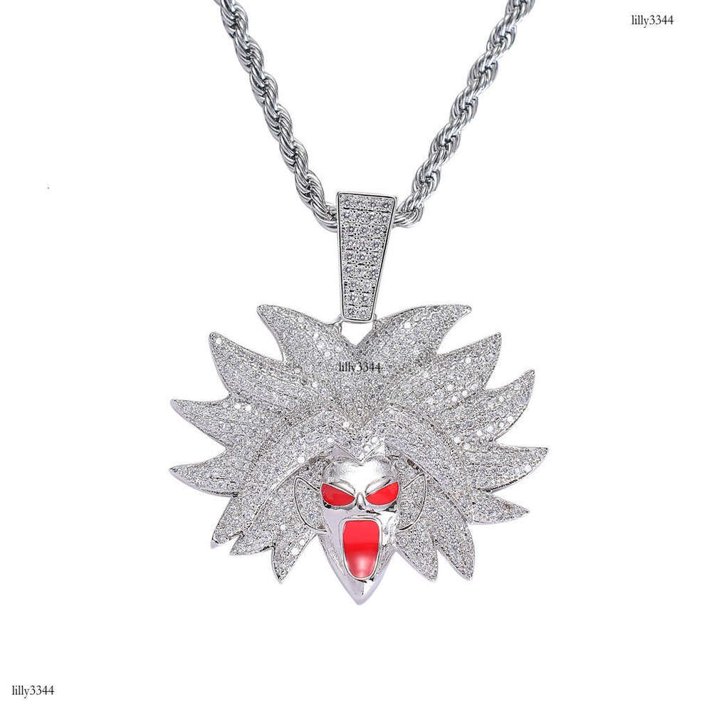 Necklace Dragon Ball Character Broly Avatar Trendy Full Moissanite chain Colorful Pendant Hip Hop Accessories