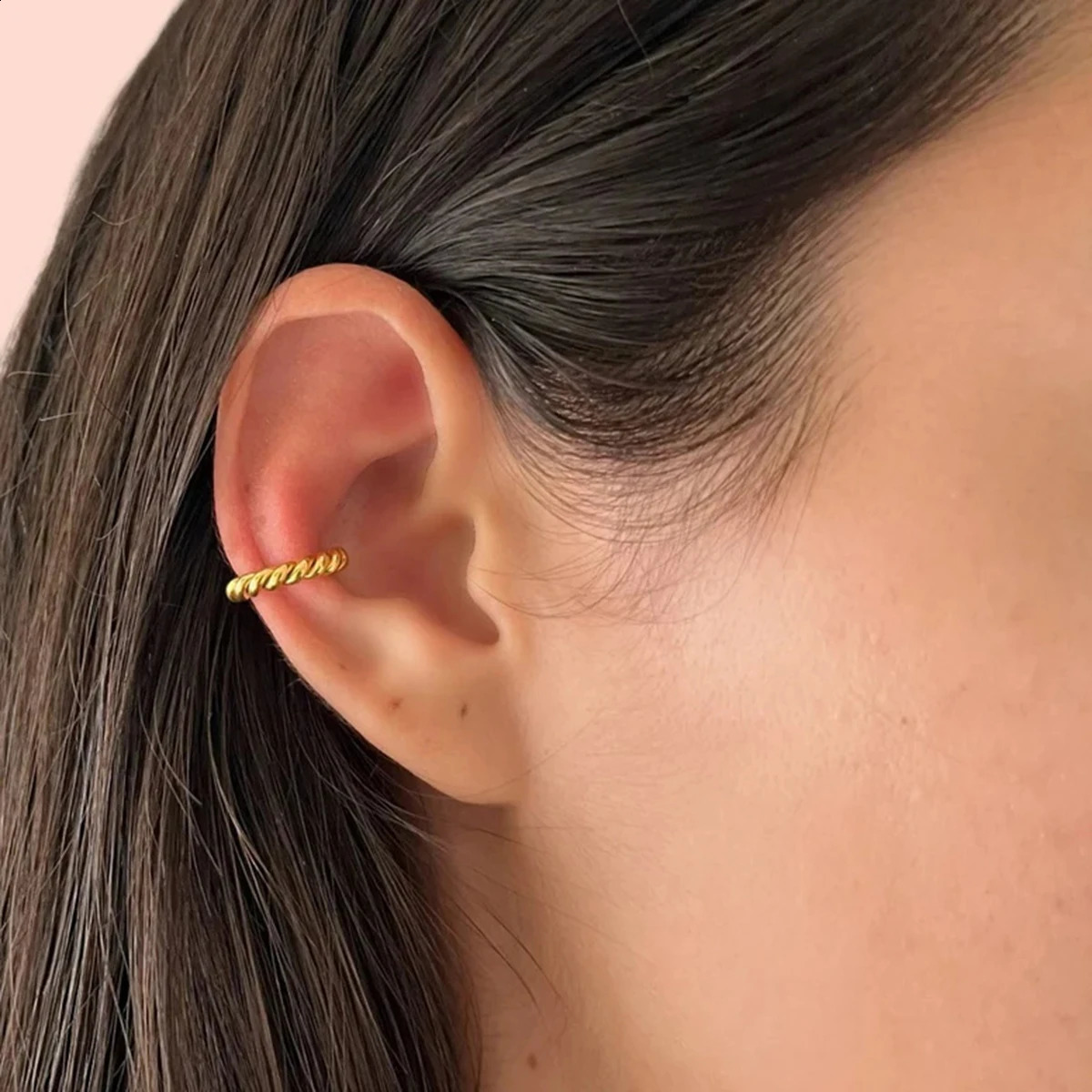 Uworld Stainless Steel Twist Golden Hoop Ear clip Waterproof Metal Unusual Statement Trendy Jewelry for Occident Women Party 250807