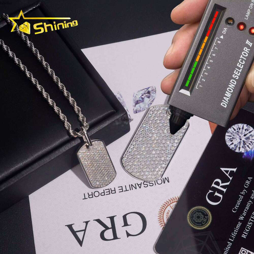 Factory Wholesale Price Hip Hop Jewelry Sterling Sier D Color VVS Moissanite Iced Out Pendant Necklace Dog Tag
