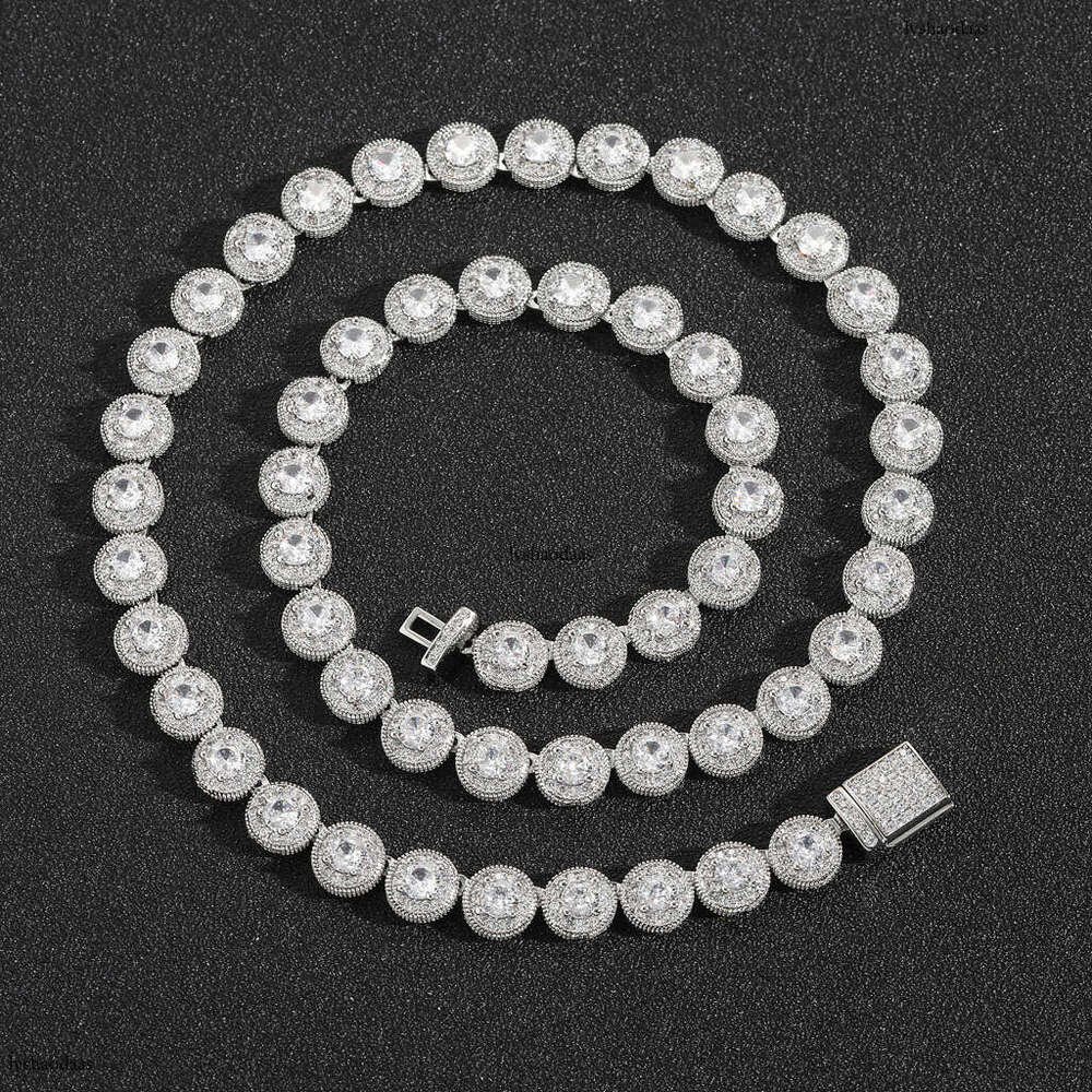 New 8mm Round Rock Candy Micro Paved Moissanite chain Personality Trendy Men's Niche Clavicle Chain Hip Hop Necklace Jewelry