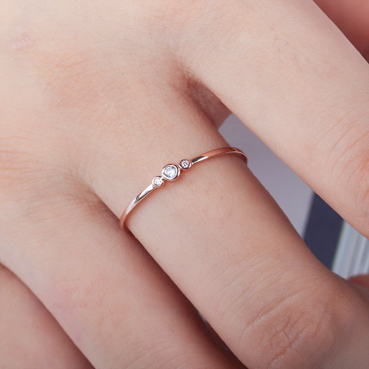 Elegant And Simple Inlaid Three mond Copper Zircon Knuckle Ring Jewelry