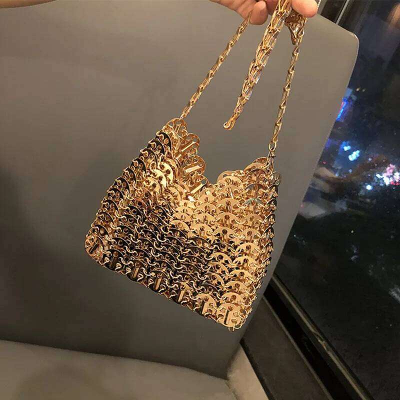 Designer Tote Aesthetic Bags Handbag Metal Hollow Women's Wedding Party Clutch Shoulder Female Evening Bag