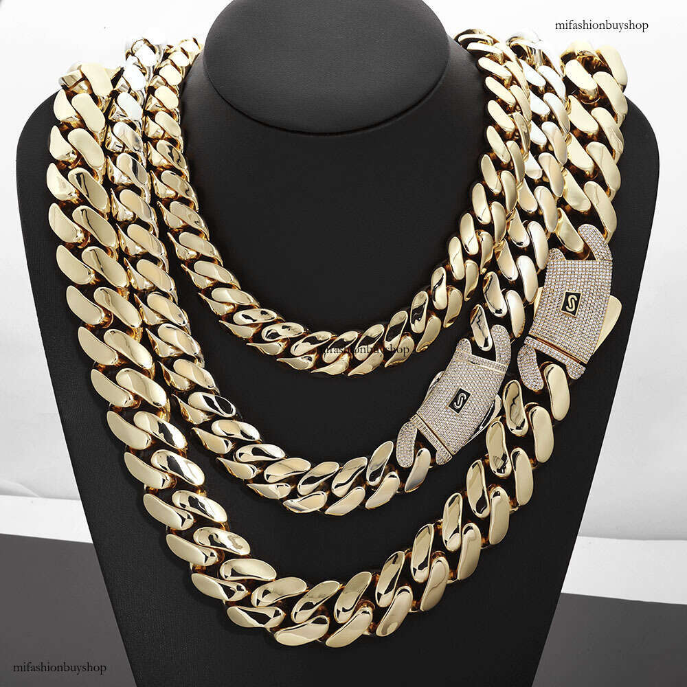 Hip Hop 14K Gold Glossy Cuban Trendy Accessories Men's Necklace