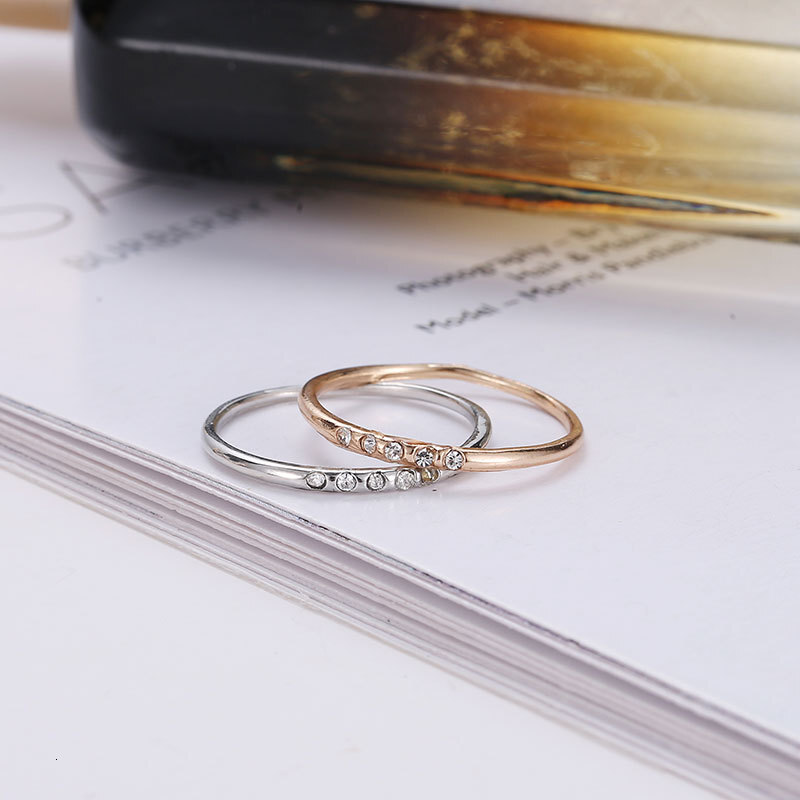 Ins Style mond-Studded Joint Personality Temperament Copper Index Finger Ultra-Thin Tail Ring