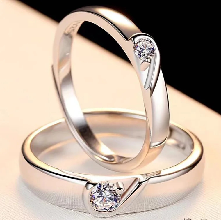 2Pcs/sets Zircon Heart Matching Couple Rings Set Forever Endless Love Wedding Ring For Women Men Charm Valentines Day Jewelry 250805