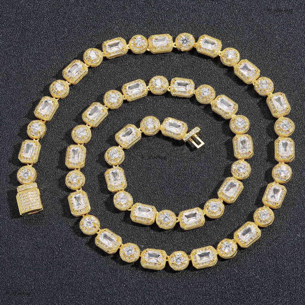 8mm Square Round Rock Candy Chain Necklace T Cubic Moissanite chain Creative Niche Men Hip Hop Trendy Jewelry