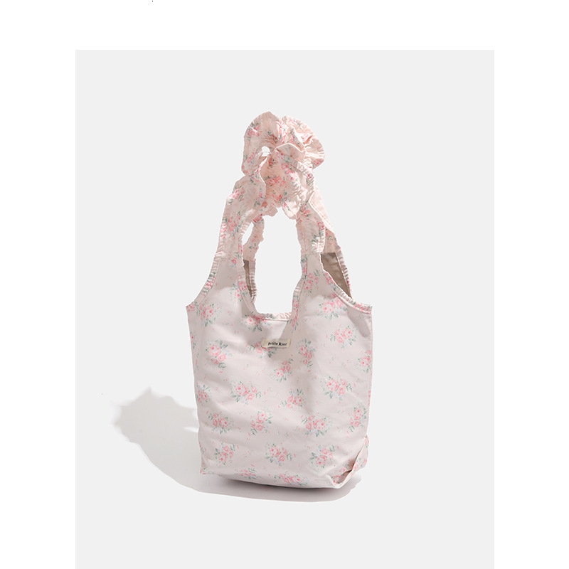 Cute Floral Lotus Leaf Tote Canvas Large Capacity Commuting Shoulder Bag ddmymoon