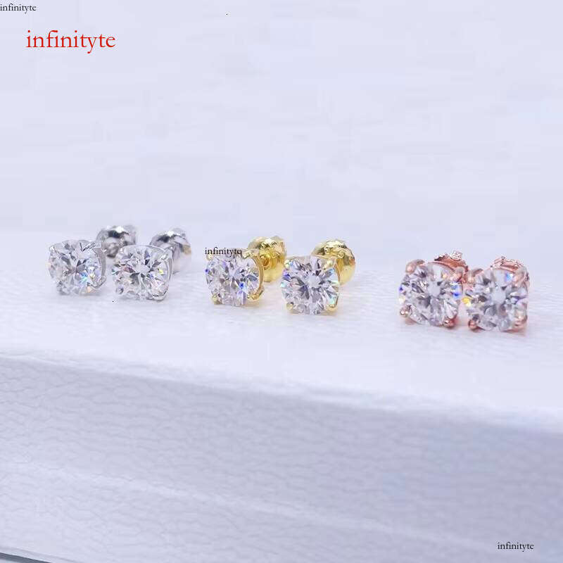 Cheapest Classical 4prongs Moissnaite Sier Gold Plated Screw Back Stud Earring Trendy Find Jewelry