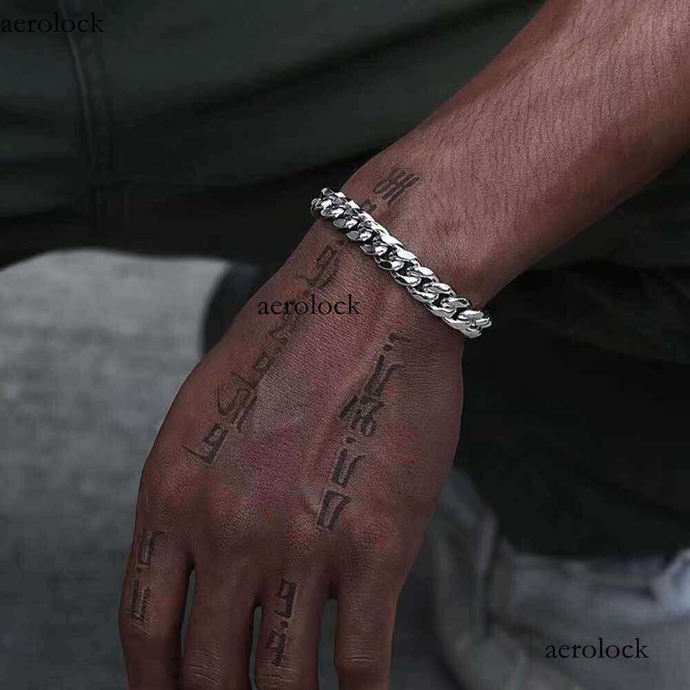 Hip Hop Men's Titanium Necklace Trendy Brand Sterling Silver Inlaid Dia Cuban Chain Bracelet Jewelry