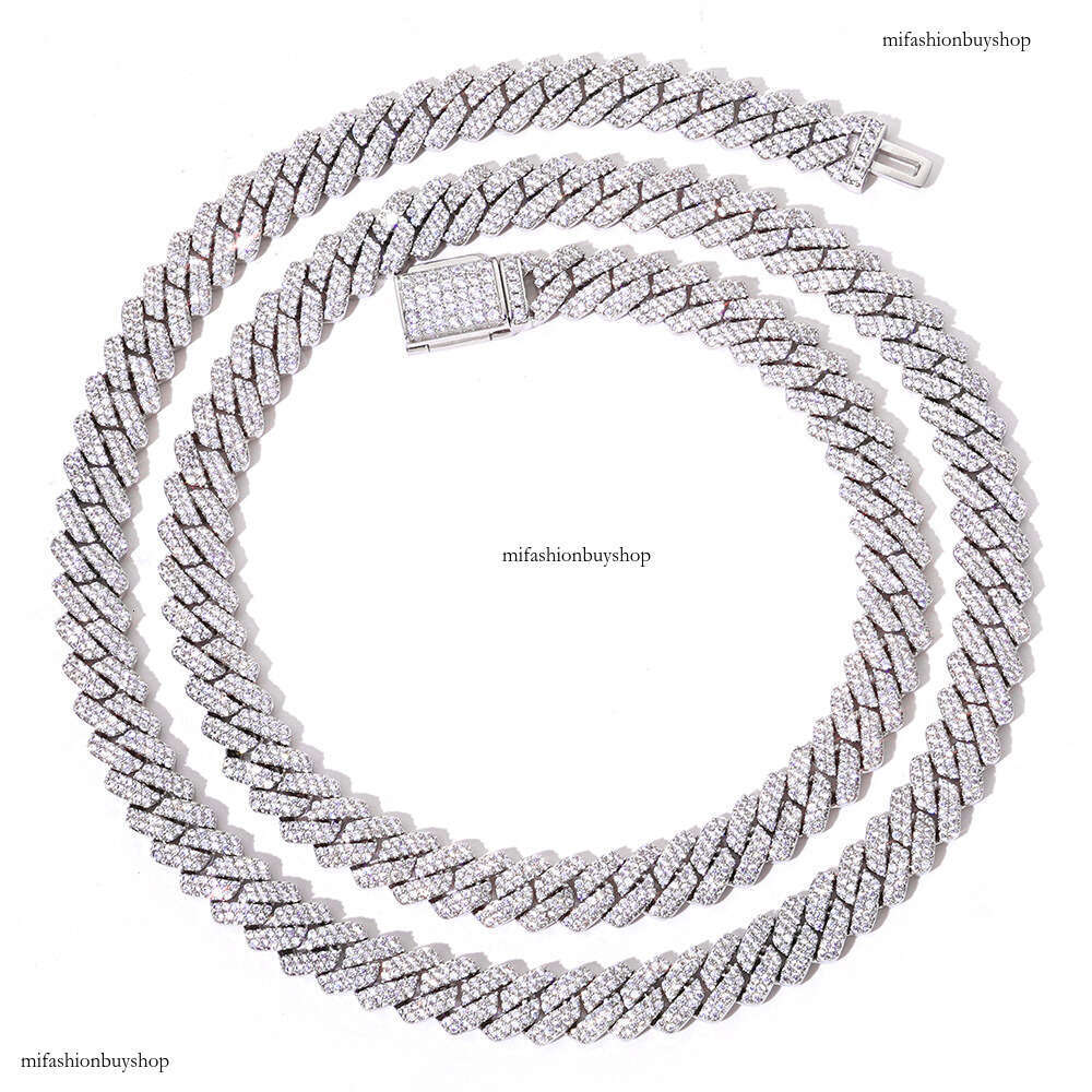 Hip Hop 8mm Flip Buckle Men's Cuban Chain High-Quality Jewelry Double Row Dia Rhombus Necklace
