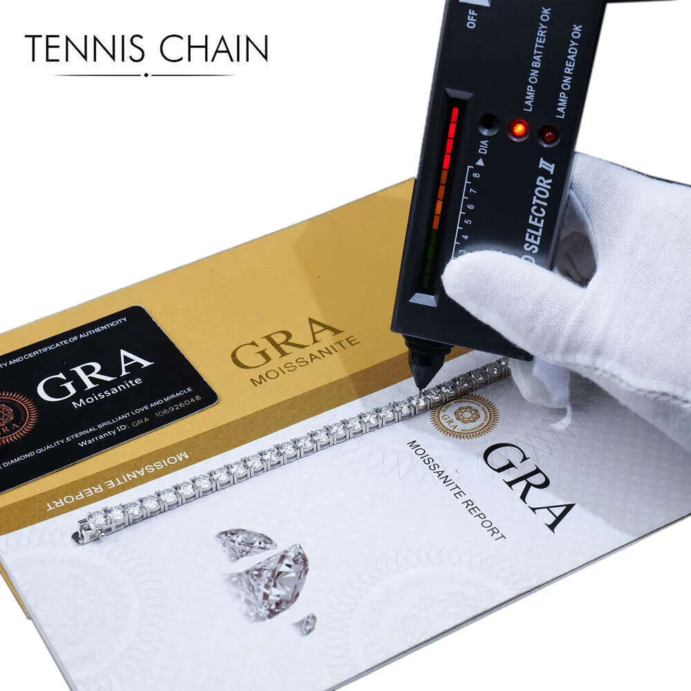 Designer dia bracelet Tennis Chain men and woman Sterling sier gold plated 1ct Moissanite iced out Jewelry 6/7mm wide Rapper Hip Hop Valentines Day gi