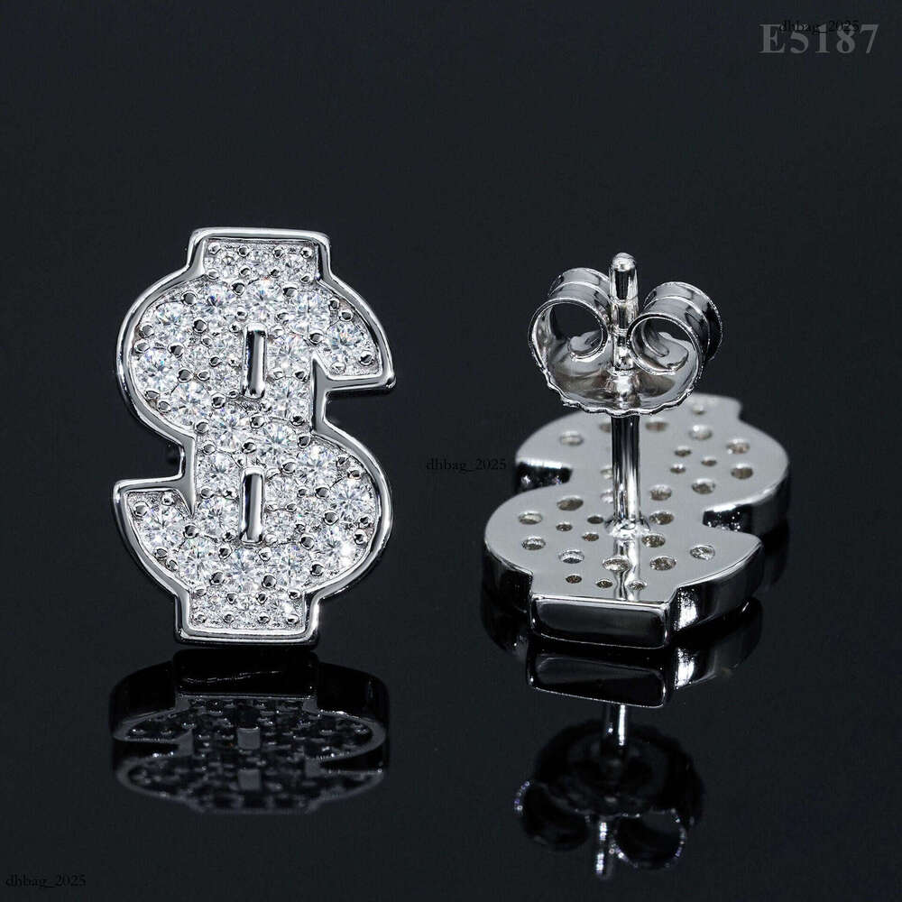INS New Iced Out VVS Inlaid Moissanite Classic Letter Simple Stud Earrings Jewelry Wholesale