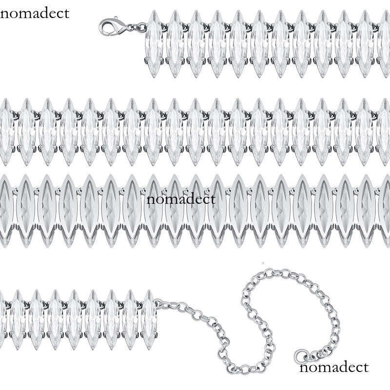 New 20mm Five-Prong Set Oval Moissanite chain Women's Tennis Chain Necklace Hip-Hop Choker