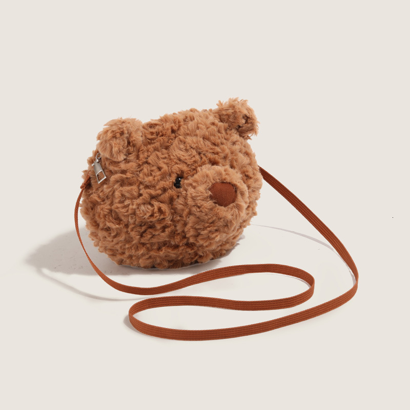 Cute 2025 New Plush Cello Bear Head Cartoon Doll Backpack Crossbody Bag ddmymoon