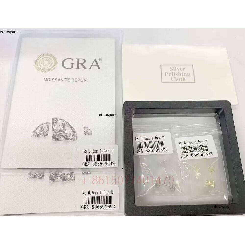 RTS Gold Plated GRA Certified Iced Out Round Brilliant Cut Lab Moissanite Dia Fine Jewelry Earring for Men Women