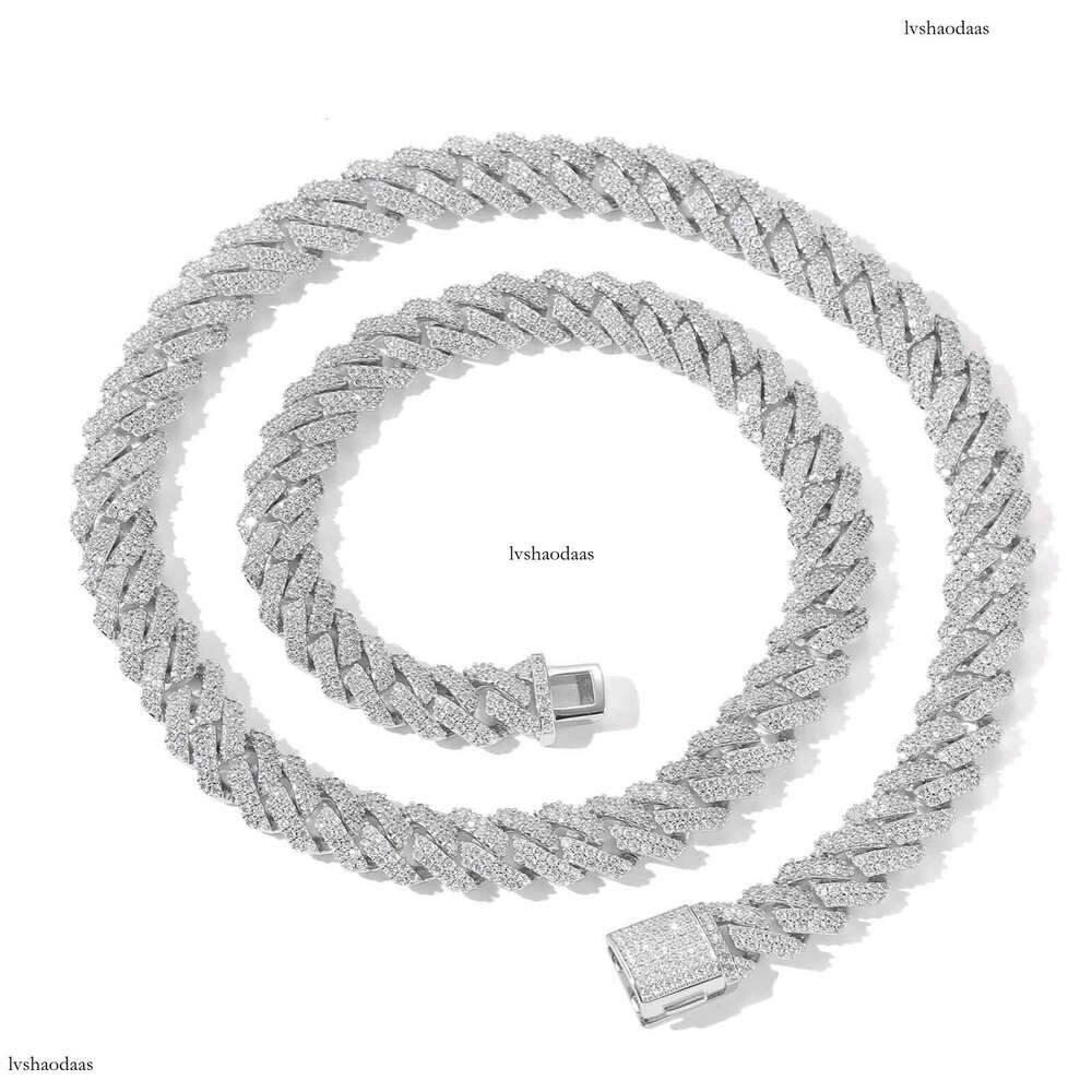 10mm Dia-Shaped Cuban Chain Sterling Hip-Hop Necklace Trendy Men's Personal Sier Moissanite