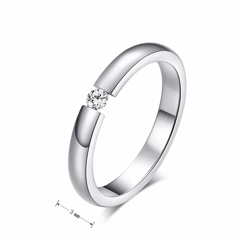Vnox 3mm Thin Stainless Steel Wedding Rings for Women Men Never Fade Engagement Bands CZ Stone Solitaire Ring 250805