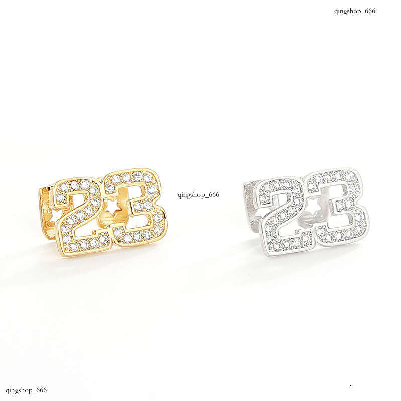 New Micro Pave Zircon Set Double Number 23 Hip Hop Teeth Jewelry