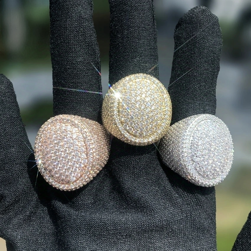 Wholesale Factory Price Iced Out Hip Hop Ring GRA Certificate VVS Moissanite Ring S925 Silver Oval Shape Man Ring