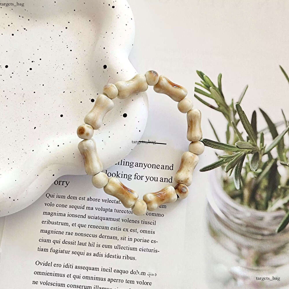 National New Chinese Handmade Woven Dog Bone Ceramic Bracelet for Women Ethnic Style Couple Niche Hand Jewelry