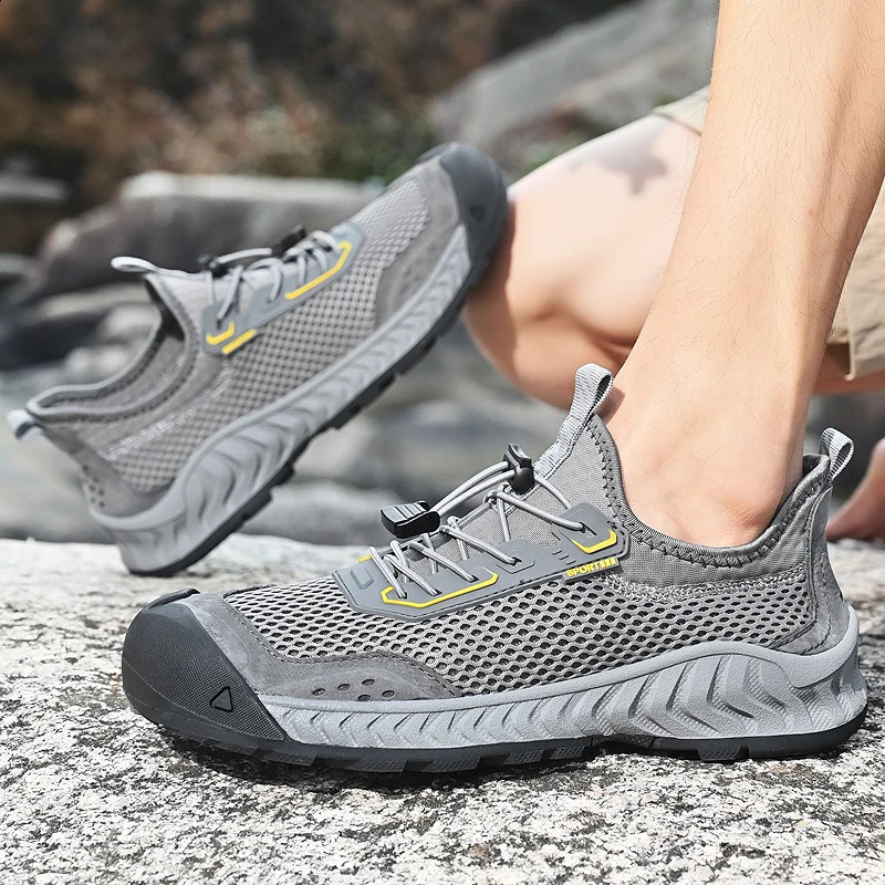 Summer Waterproof Mens Hiking Shoes Camping Running Jogging Shoes Breathable Sports Training Shoes Womens Sneakers. 250805