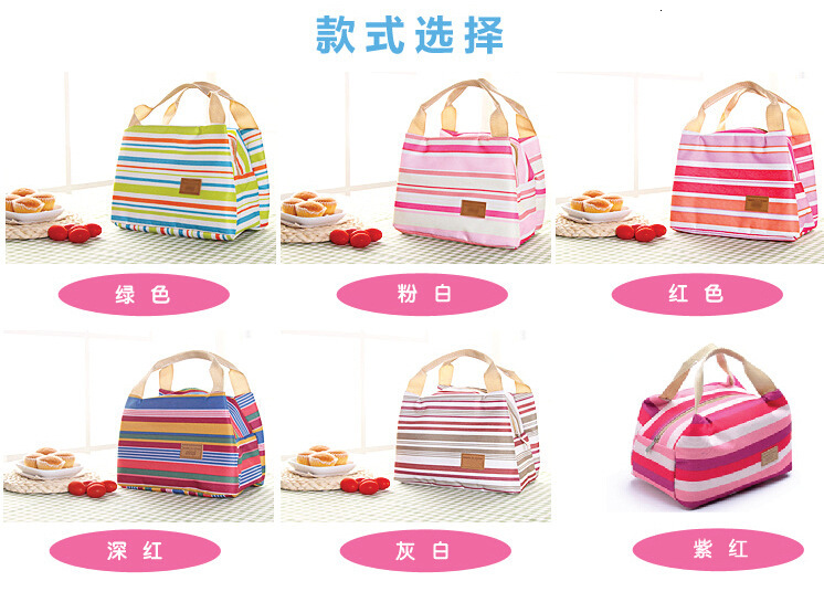 2025 New Korean Style Free Shipping Luxury Waterproof Striped Bento Bag Insulation Bag Lunch Box Bag Refrigeration Preservation Designer Lunch Handbag